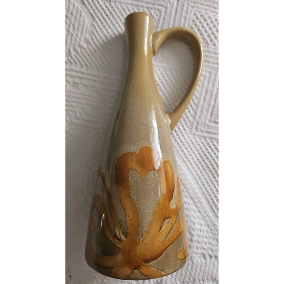Pier 1 Kioko Oil Bottle / Vase  Hand Painted Stoneware MCM  Abstract NWOT - Picture 1 of 6